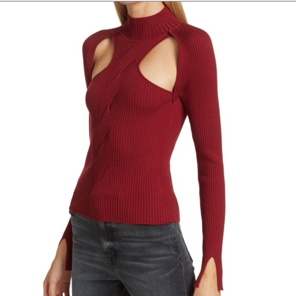 Jonathan Simkhai Keegan Twisted Long Sleeve Cut-Out-Detail Turtleneck Sw… - Picture 2 of 16
